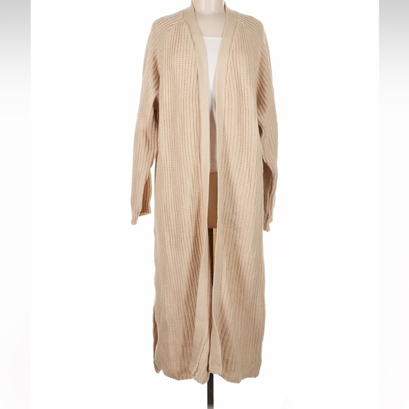 POL Oversized Open-Front Cream Ribbed Cardigan - Picture 2 of 12